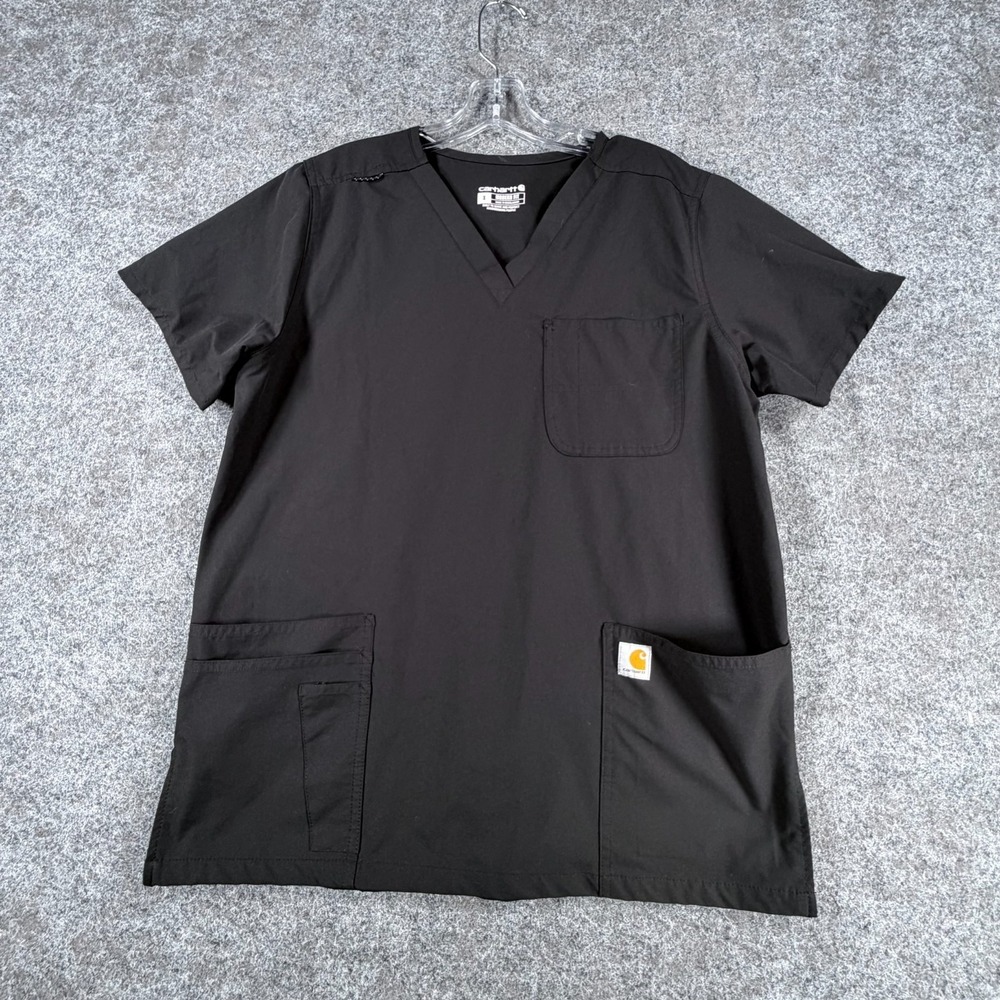 Carhartt Force Essentials V-Neck 6-Pocket Scrub Top Unisex S Black Modern Fit